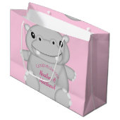 Hippo Baby Dusche Rosa Große Geschenktüte (Vorderseite Schrägansicht)