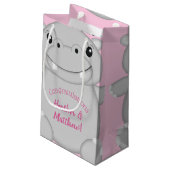 Hippo Baby Dusche Rosa Kleine Geschenktüte (Rückseite Schrägansicht)