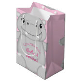 Hippo Baby Dusche Rosa Mittlere Geschenktüte (Vorderseite Schrägansicht)