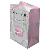 Hippo Baby Dusche Rosa Mittlere Geschenktüte (Rückseite Schrägansicht)
