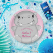 Hippo Baby Dusche Rosa Pappteller (Party)