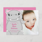 Hippo Baby Dusche Rosa Postkarte (Vorne/Hinten)