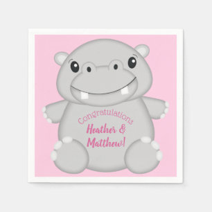 Hippo Baby Dusche Rosa Serviette