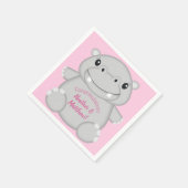 Hippo Baby Dusche Rosa Serviette (Ecke)