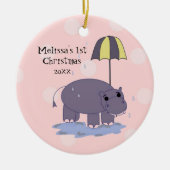 Hippo Baby First Christmas Keramikornament (Vorne)