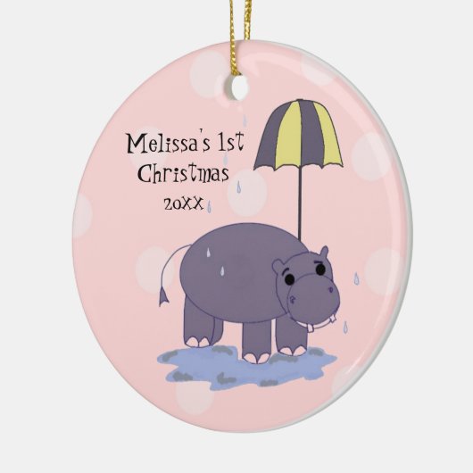 Hippo Baby First Christmas Keramikornament (Links)