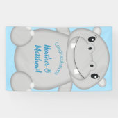 Hippo Baby Shower Blue Banner (Horizontal)
