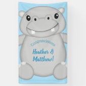 Hippo Baby Shower Blue Banner (Vertikal)
