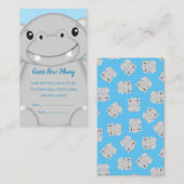 Hippo Baby Shower Blue Begleitkarte (Vorne/Hinten)