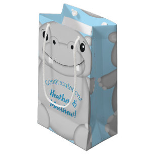 Hippo Baby Shower Blue Kleine Geschenktüte