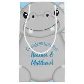Hippo Baby Shower Blue Kleine Geschenktüte (Vorderseite)