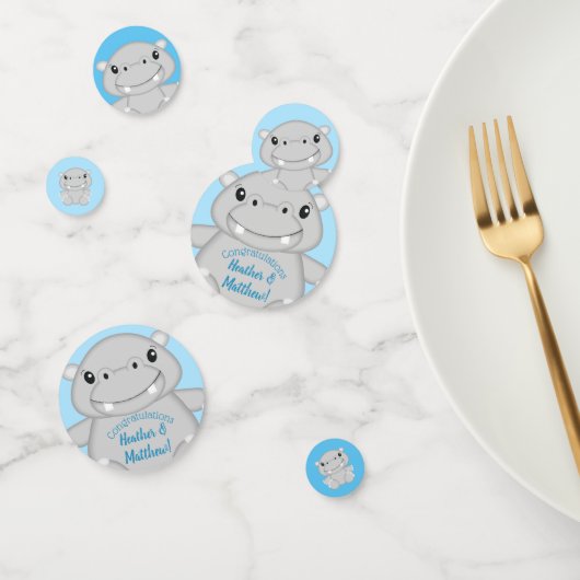 Hippo Baby Shower Blue Konfetti (Gruppe)