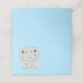 Hippo Baby Shower Blue Platzkarte (Außenseite Aufgefaltet)