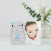 Hippo Baby Shower Blue Postkarte (Stehend Vorderseite)
