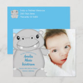 Hippo Baby Shower Blue Postkarte (Vorne/Hinten)