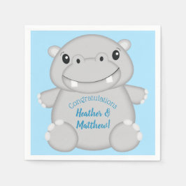 Hippo Baby Shower Blue Serviette