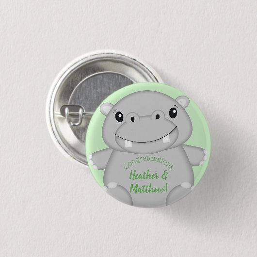 Hippo Baby Shower Button (Vorne & Hinten)