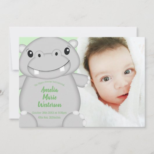 Hippo Baby Shower Einladung (Vorderseite)