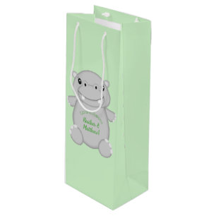 Hippo Baby Shower Geschenktüte Für Weinflaschen