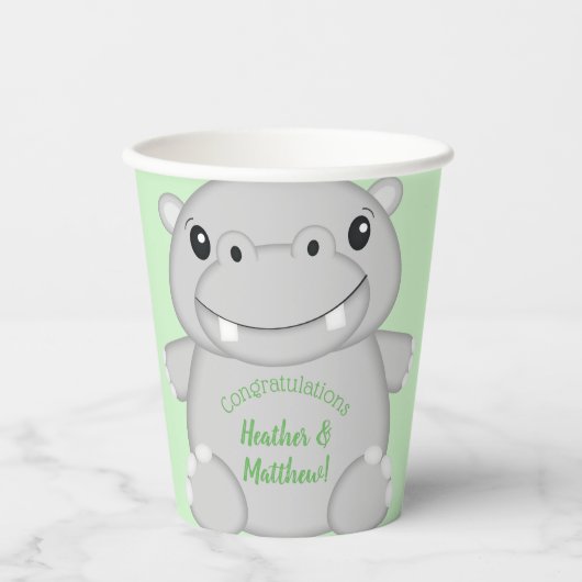 Hippo Baby Shower Pappbecher (Vorderseite)