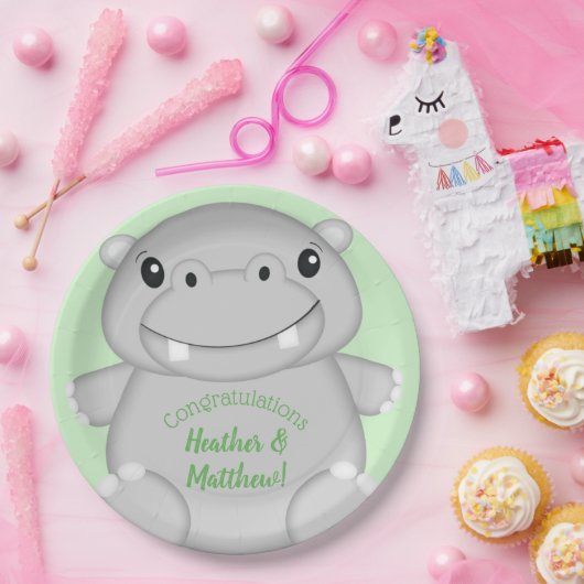 Hippo Baby Shower Pappteller (Party)