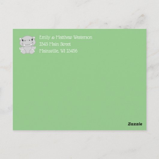 Hippo Baby Shower Postkarte (Rückseite)