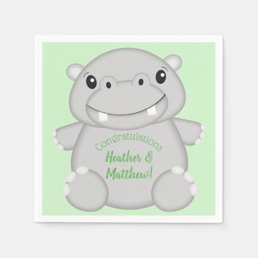Hippo Baby Shower Serviette (Vorderseite)