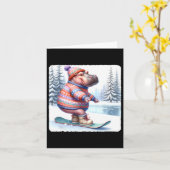 Hippo Balancing auf Snowboard. Snowboarden Karte (Gelbe Blume)