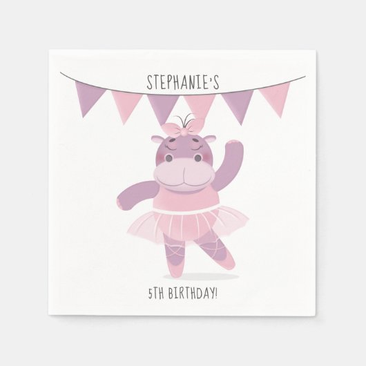 Hippo Ballerina Napkins Serviette (Vorderseite)