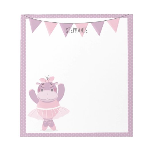 Hippo Ballerina Notizblock (Vorderseite)