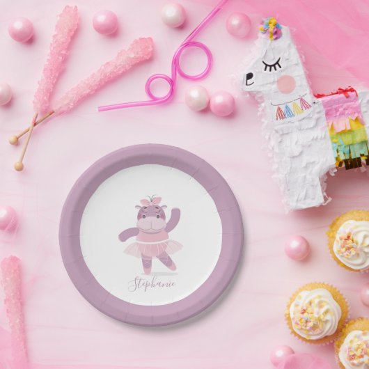 Hippo Ballerina Papierplatte Pappteller (Party)