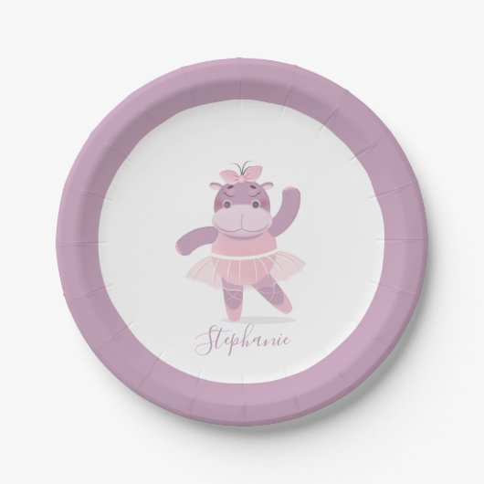 Hippo Ballerina Papierplatte Pappteller (Vorderseite)
