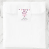 Hippo Ballerina Quadratischer Aufkleber (Tasche)