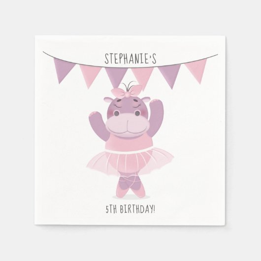 Hippo Ballerina Serviette (Vorderseite)