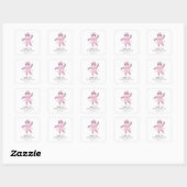 Hippo Ballerina Square Sticker (Blatt)