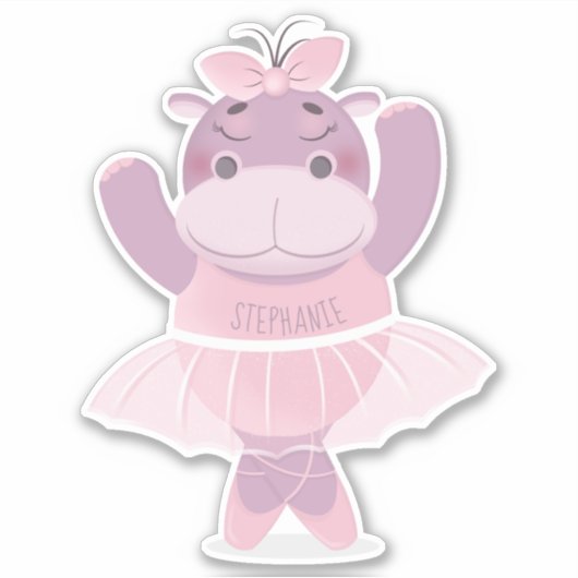 Hippo Ballerina Sticker (Vorderseite)