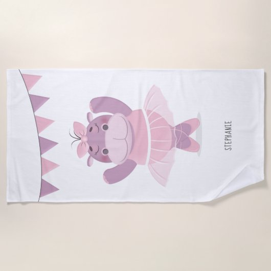 Hippo Ballerina Strandtuch (Vorderseite)
