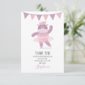 Hippo Ballerina Vielen Dank Einladung (Stehend Vorderseite)