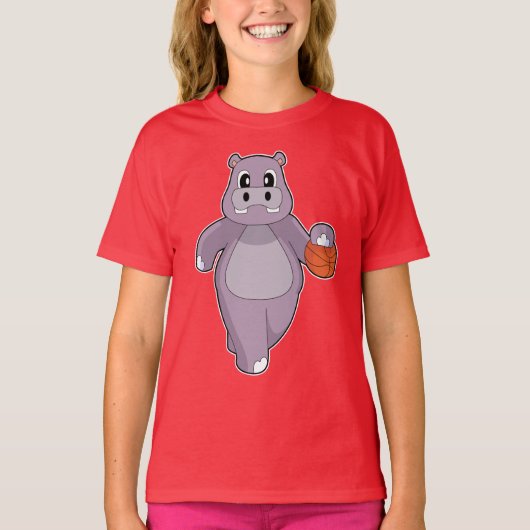 Hippo Basketball player Basketball T-Shirt (Vorderseite)