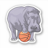 Hippo Basketball-Spieler Basketball Aufkleber (Vorderseite)