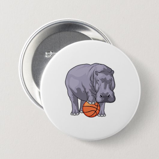 Hippo Basketball-Spieler Basketball Button (Vorne & Hinten)