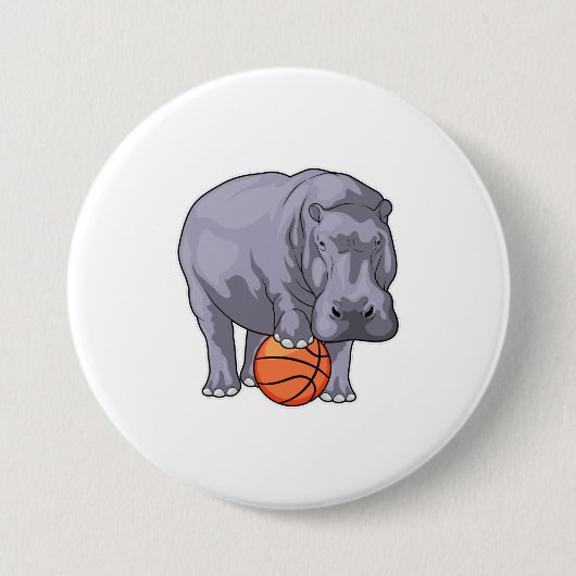 Hippo Basketball-Spieler Basketball Button (Vorderseite)
