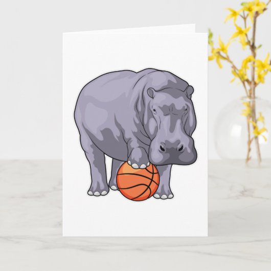 Hippo Basketball-Spieler Basketball Karte (Gelbe Blume)
