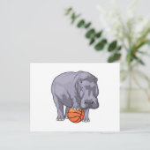 Hippo Basketball-Spieler Basketball Postkarte (Stehend Vorderseite)