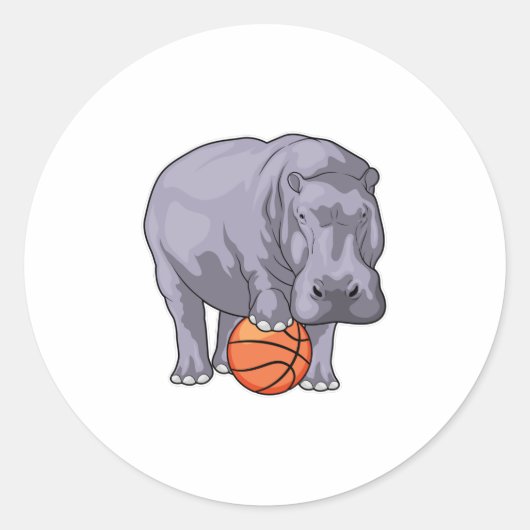 Hippo Basketball-Spieler Basketball Runder Aufkleber (Vorderseite)