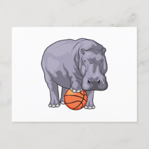Hippo Basketballspieler Basketball Postkarte