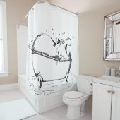 Hippo Bath Fun Illustration Black Duschvorhang (Beispiel)