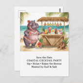 HIPPO BEACH Cocktail Party Welcome message Postkarte (Vorne/Hinten)