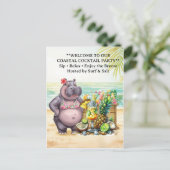 HIPPO BEACH Cocktailparty Willkommensnachricht Postkarte (Stehend Vorderseite)
