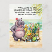 HIPPO BEACH Cocktailparty Willkommensnachricht Postkarte (Vorderseite)